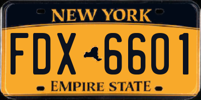 NY license plate FDX6601