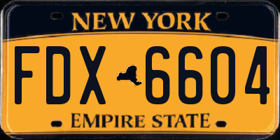 NY license plate FDX6604