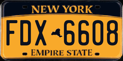 NY license plate FDX6608