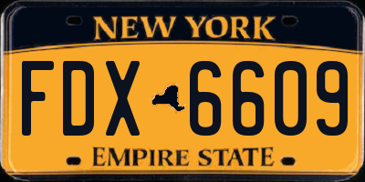 NY license plate FDX6609