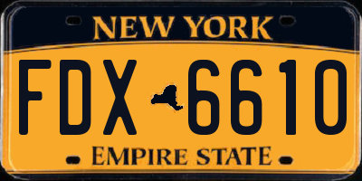 NY license plate FDX6610