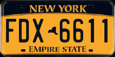 NY license plate FDX6611