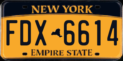 NY license plate FDX6614
