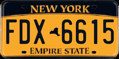 NY license plate FDX6615