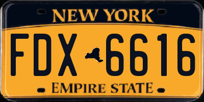 NY license plate FDX6616