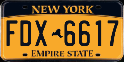 NY license plate FDX6617