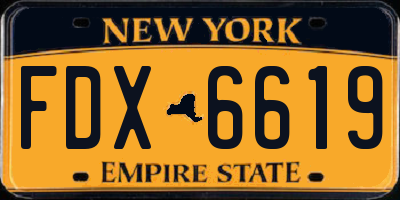 NY license plate FDX6619