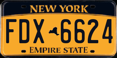 NY license plate FDX6624