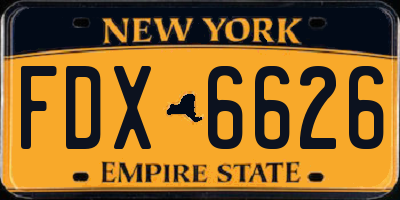 NY license plate FDX6626