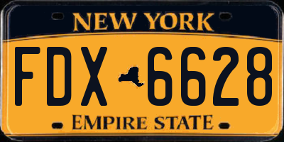 NY license plate FDX6628