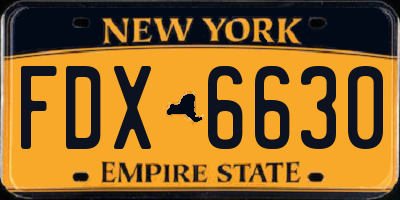 NY license plate FDX6630