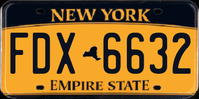 NY license plate FDX6632