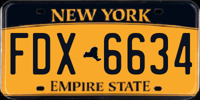 NY license plate FDX6634
