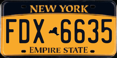 NY license plate FDX6635