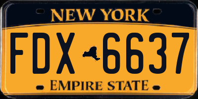 NY license plate FDX6637