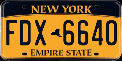 NY license plate FDX6640