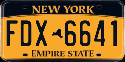 NY license plate FDX6641