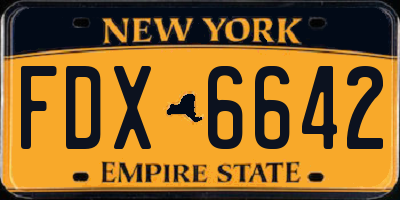 NY license plate FDX6642