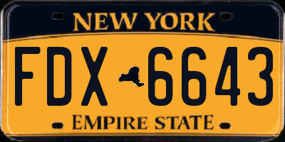 NY license plate FDX6643