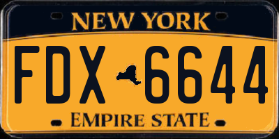 NY license plate FDX6644