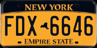 NY license plate FDX6646