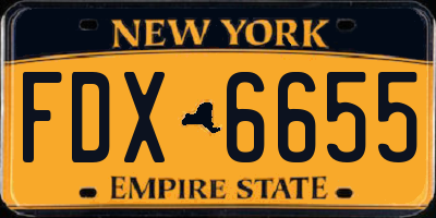NY license plate FDX6655