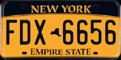 NY license plate FDX6656