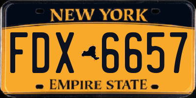 NY license plate FDX6657