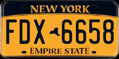 NY license plate FDX6658