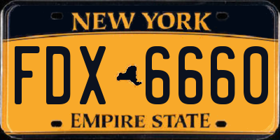NY license plate FDX6660