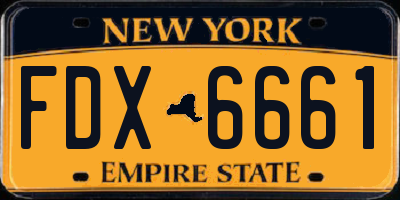 NY license plate FDX6661