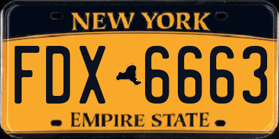 NY license plate FDX6663