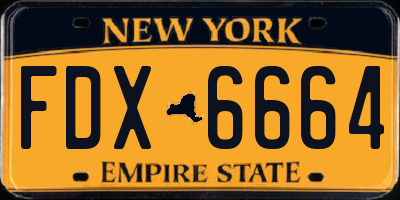 NY license plate FDX6664