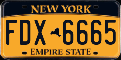 NY license plate FDX6665