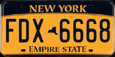NY license plate FDX6668