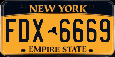 NY license plate FDX6669