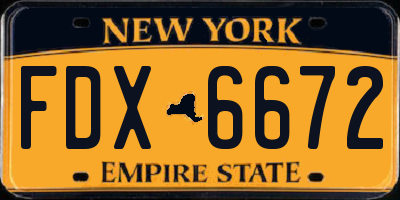NY license plate FDX6672