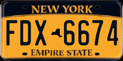 NY license plate FDX6674