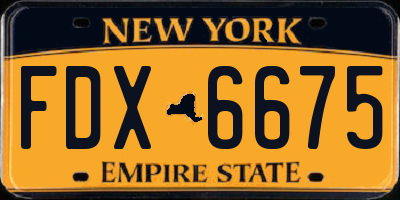 NY license plate FDX6675