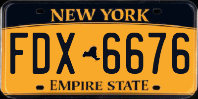 NY license plate FDX6676