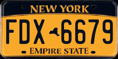 NY license plate FDX6679