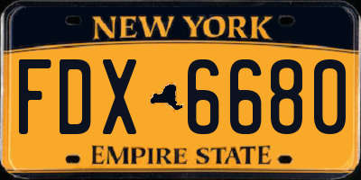 NY license plate FDX6680