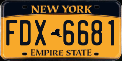 NY license plate FDX6681