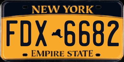 NY license plate FDX6682