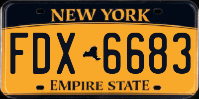 NY license plate FDX6683