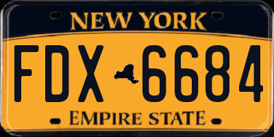 NY license plate FDX6684