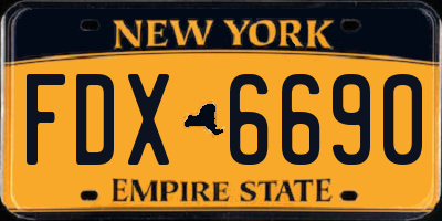 NY license plate FDX6690