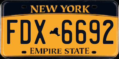 NY license plate FDX6692