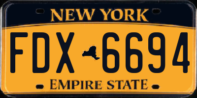 NY license plate FDX6694