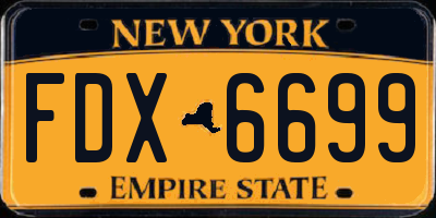 NY license plate FDX6699